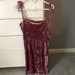 Pink Velvet Mini Fit and Flare Dress